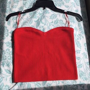 Urban outfitters red cropped strapless top